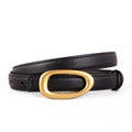 Trendy Gold Oval Buckle Adjustable Leather Belt 6W6JBT161