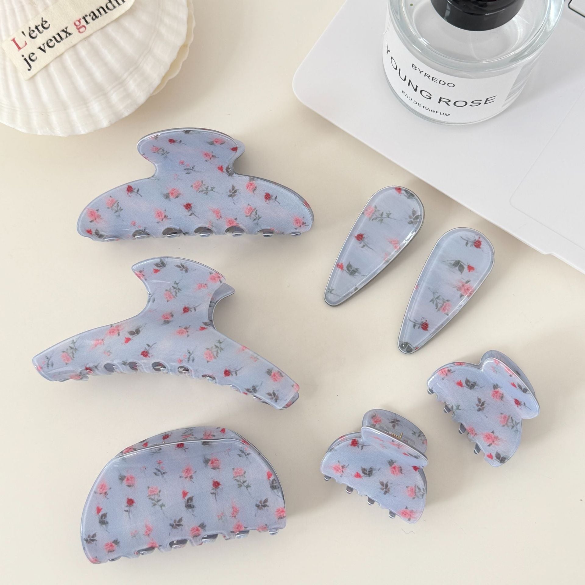 Flower Print Hair Claws - DippedShop Wholesale - #2707