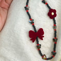 Sweet Floral Beaded Chain Keychain Bag Charm 6W10BBC341