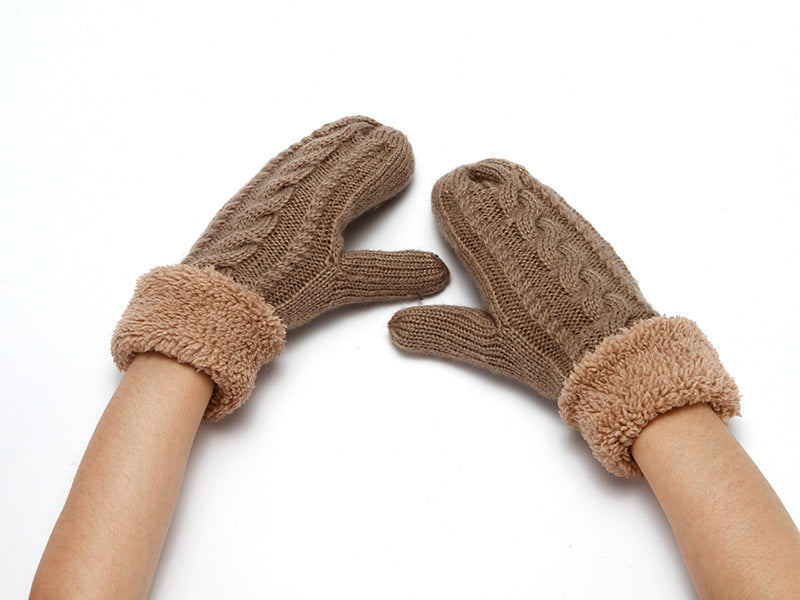 Solid Color Twist Knit Winter Padded Gloves DPG2610