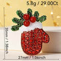 Enamel Rhinestone Christmas Mitten Brooch Pin 6W6JPB58