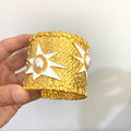 Stylish Pearl Gold Plated Wide Open Cuff Bracelet 6W6JBR617