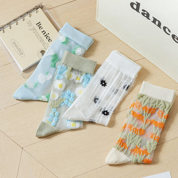 Flower Transparent Mesh Thin Socks DP25C823