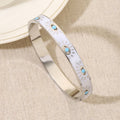 Minimalist Gold Plated Enamel Evil Eye Bangle Bracelet 6W6JBR613