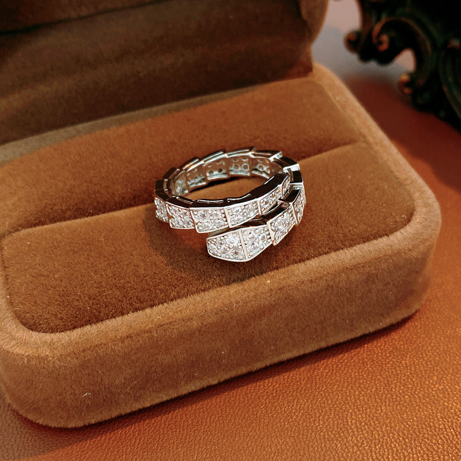 Cubic Zirconia Gold Plated Snake Open Ring 6W6JRG382