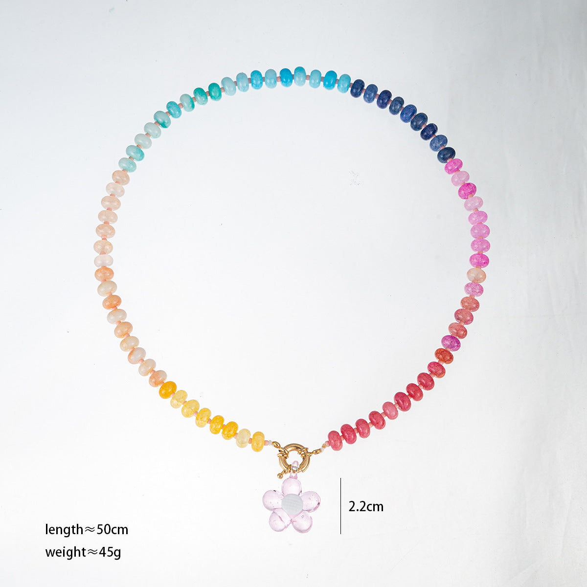Handmade Multi-Color Flower Pendant Beaded Necklace 6W6JNC420L