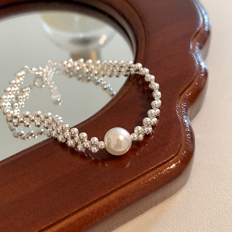 Handmade Pearl Charm Beaded Braided Bracelet 6W6JBR341