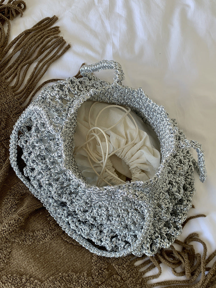 Stylish Solid Color Hollow Handmade Underarm Bag 8CW6BBG527L