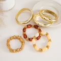 Vintage Irregular Resin Beaded Stretch Bracelet Set 6W6JBR595