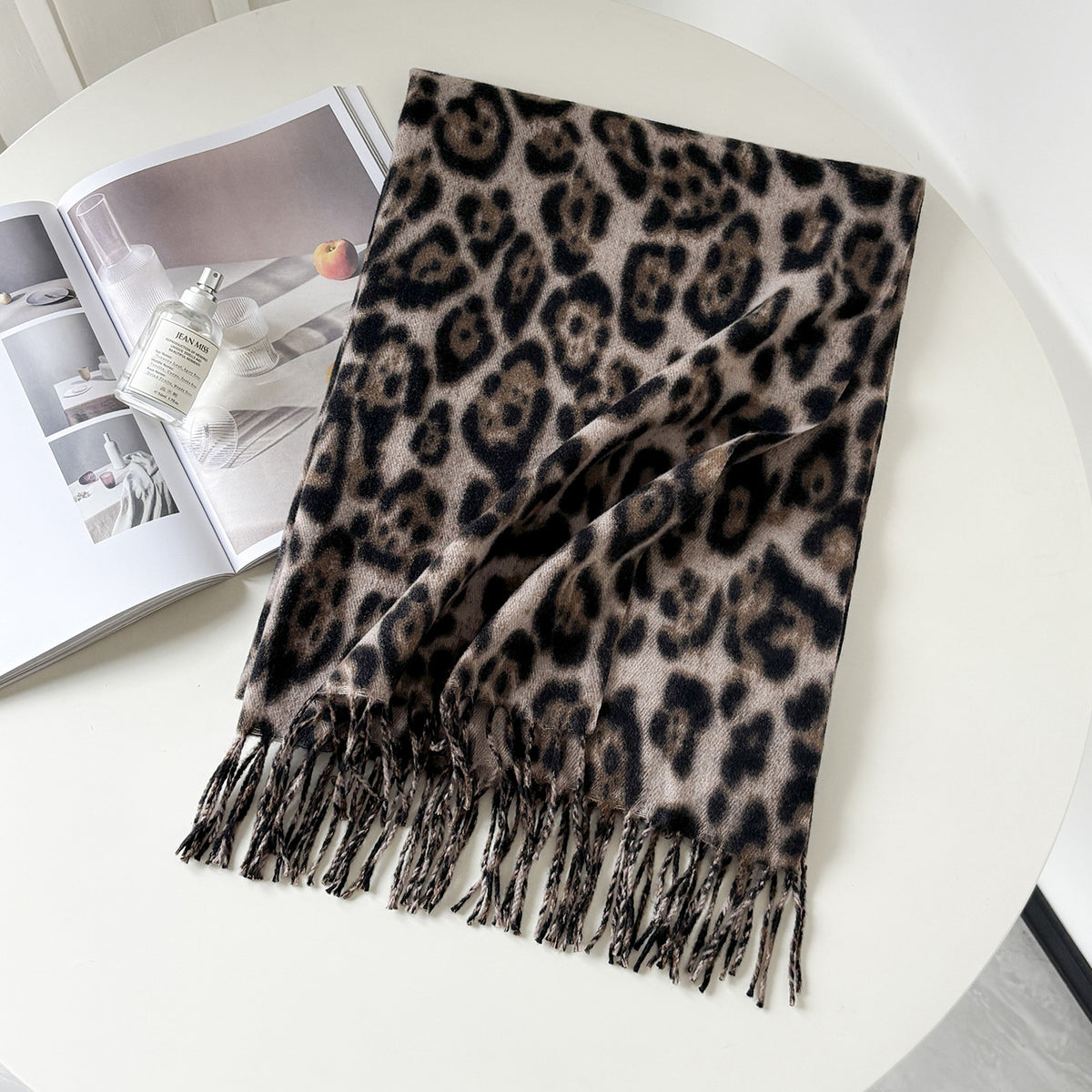 Leopard Print Tassel Scarf - DippedShop Wholesale - #0915
