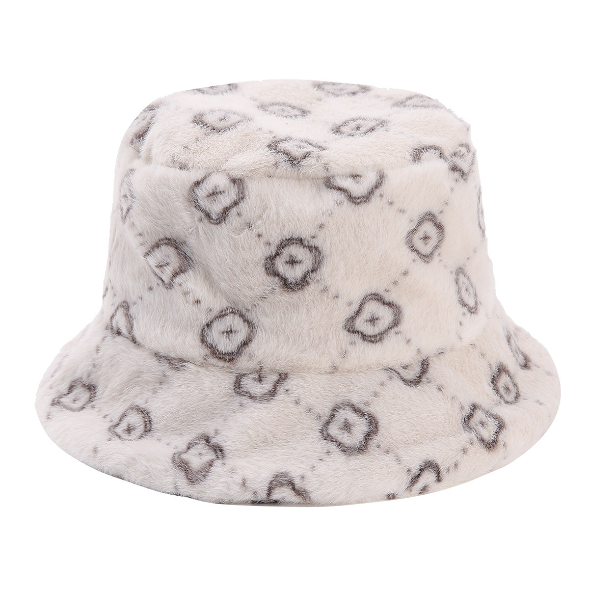 Cute Color Block Fluffy Fur Warm Bucket Hat 6W6HAT818