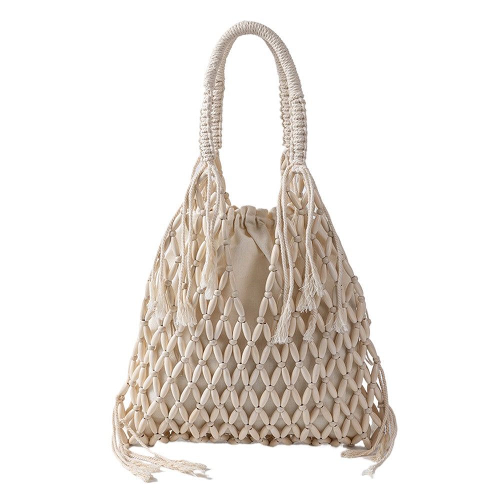 Casual Tassel Woven Wood Bead Shoulder Bag 6W10BBG1412