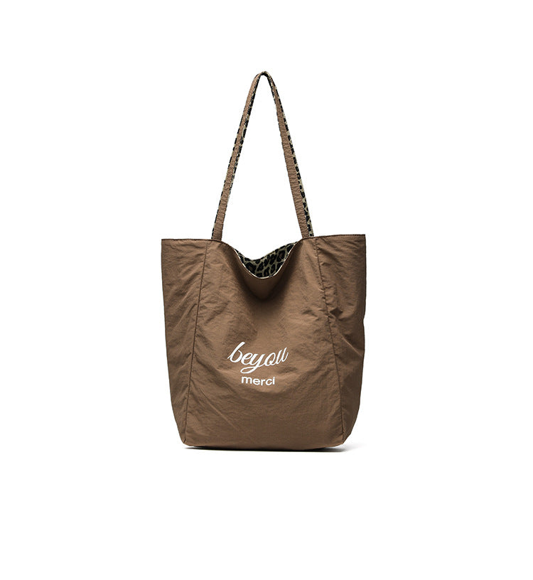 Leopard Print Reversible Large Capacity Tote Bag 6W10BBG2350