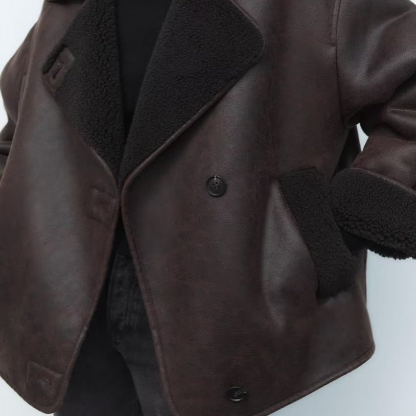 Oversized Plush Faux Suede Winter Coat DP25G807