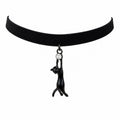 Gothic Style Rhinestone Cat Pendant Choker Necklace 6W6JNC611