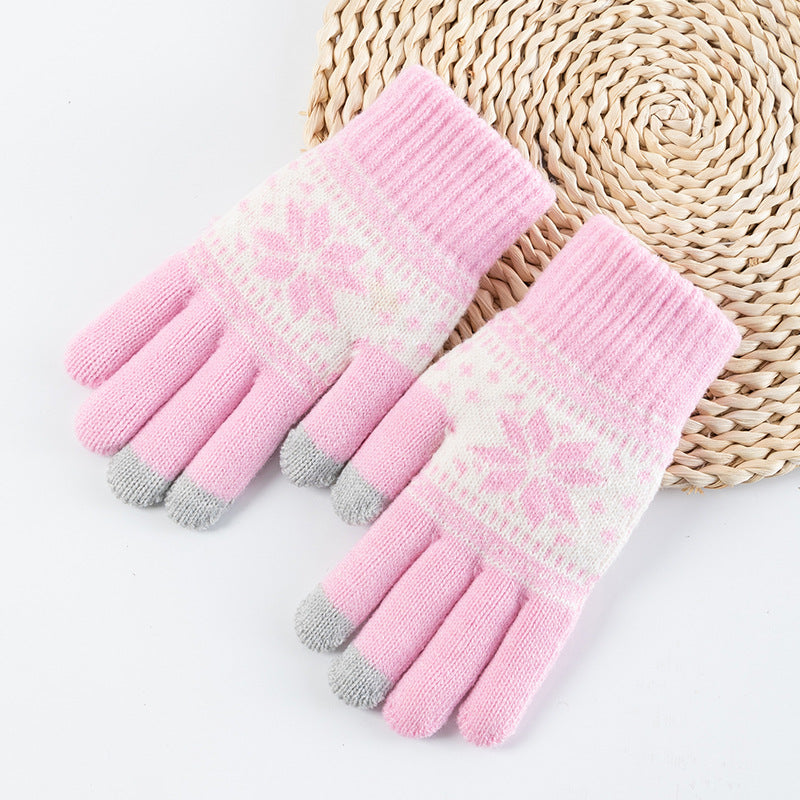 Flower Jacquard Knit Gloves - DippedShop Wholesale - #8483