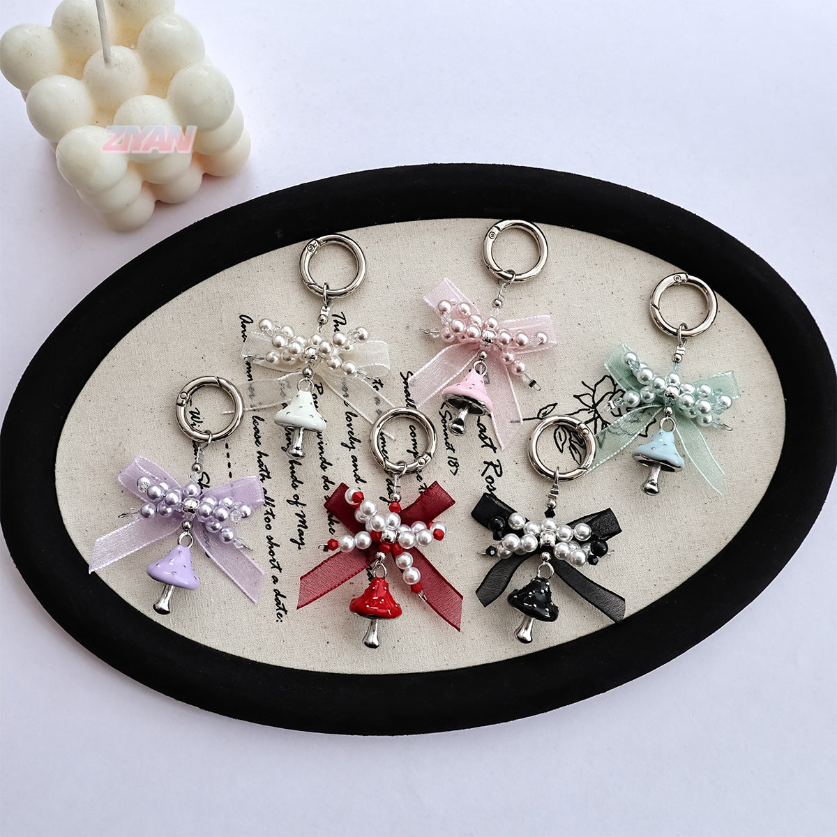Handmade Bowknot Mushroom Kaychain Bag Charm 6W10BBC411
