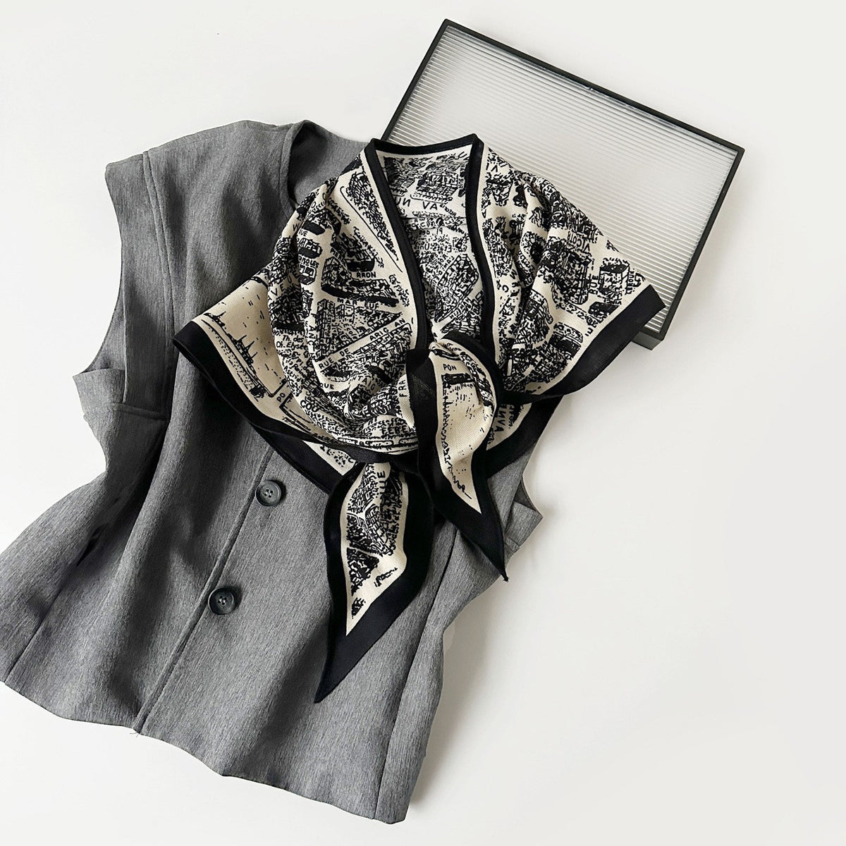 Printed Silk Scarf - DippedShop Wholesale - #8499