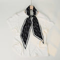 Simple Color Block Striped Print Silk Scarf 6W6NSI258