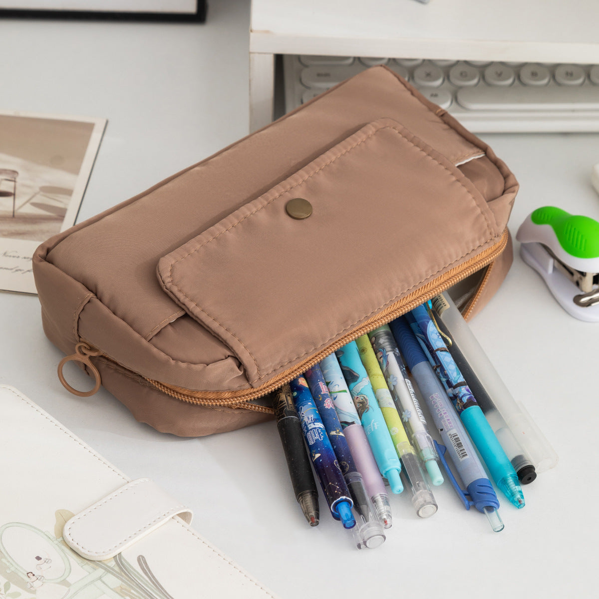 Stylish Solid Color Large Capacity Pencil Pouch 6S10BOB1046