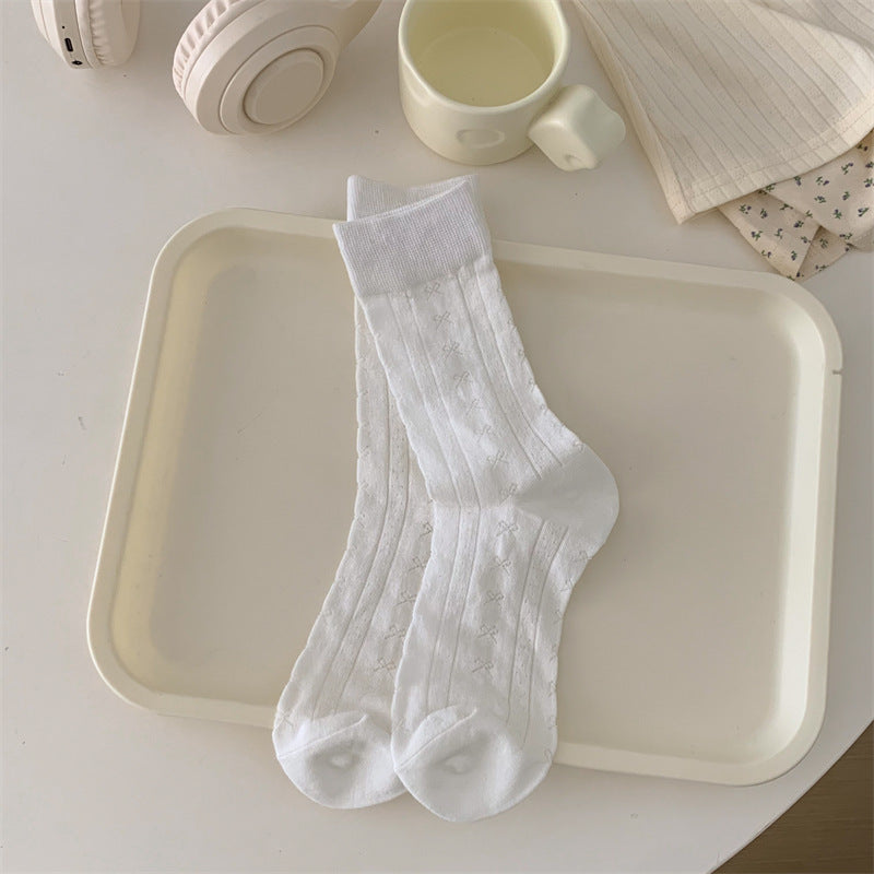 Solid Bow Mesh Socks - DippedShop Wholesale - #1059