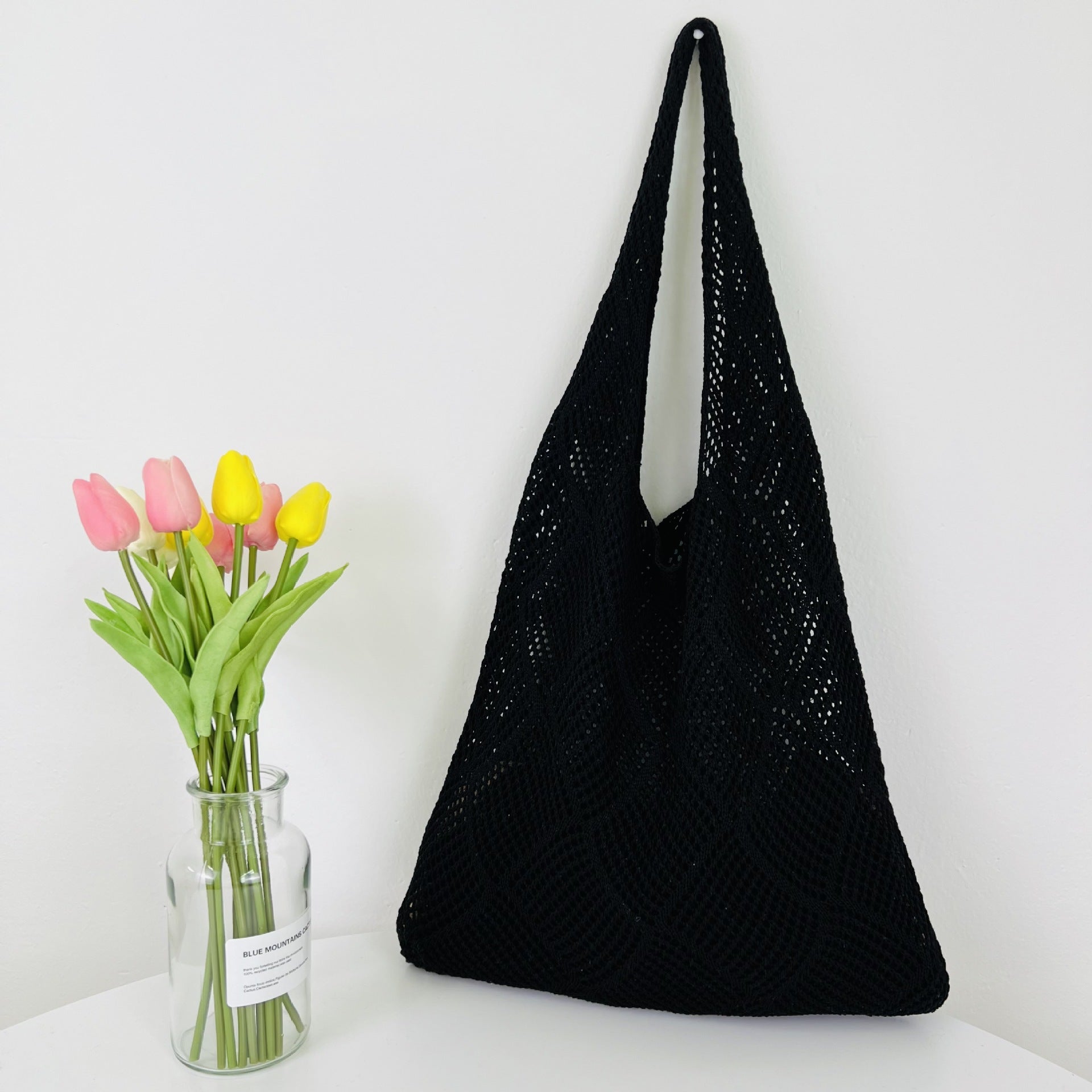 Solid Color Hollow Knit Bag - DippedShop Wholesale - #0787