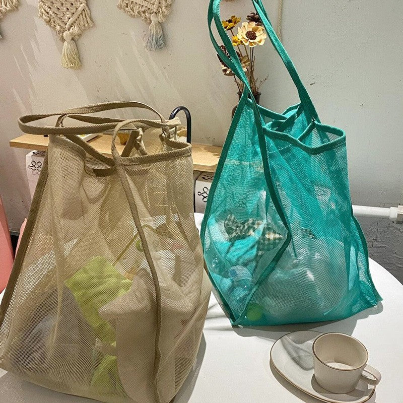Solid Color Transparent Mesh Storage Bag 8BW6BOB79L