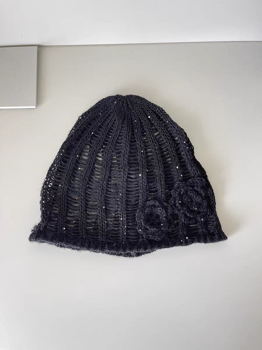 3D Floral Knit Beanie - DippedShop Wholesale - #4403