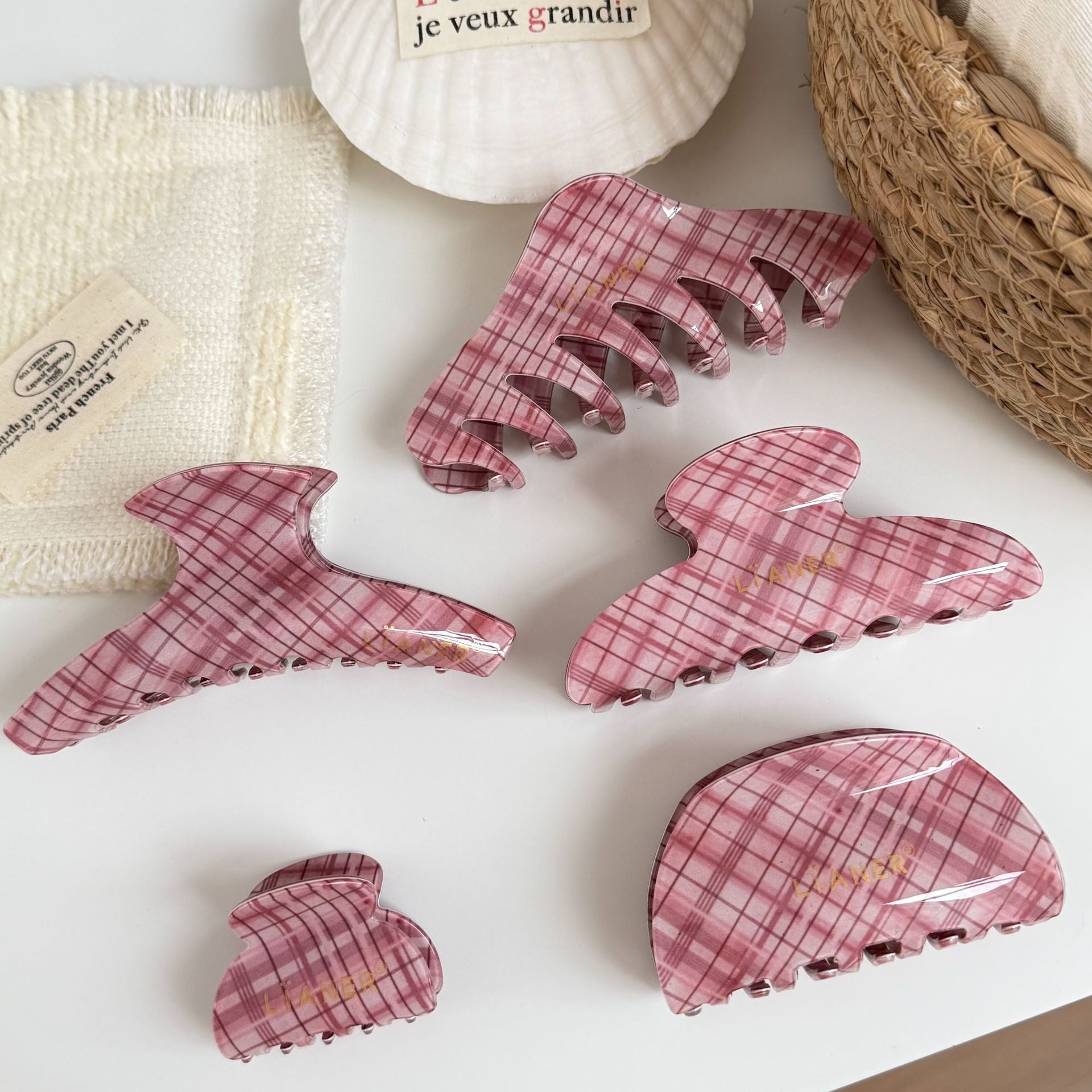 Retro Plaid Hair Claw - DippedShop Wholesale - #0867