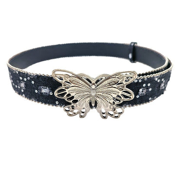 Butterfly Rhinestone Sequin Distressed Belt DPWB0331
