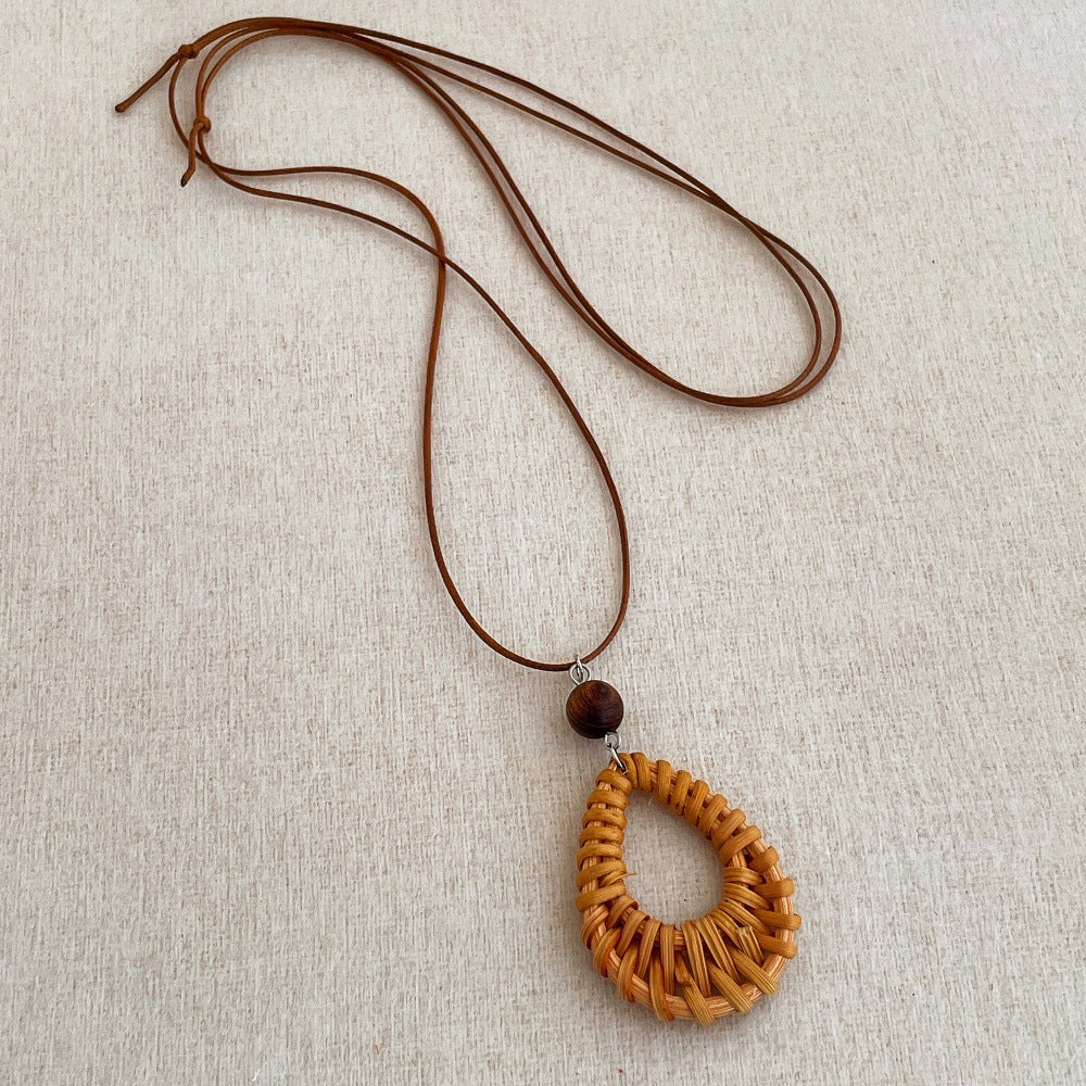 Vintage Straw Pendant Necklace - DippedShop Wholesale - #3699