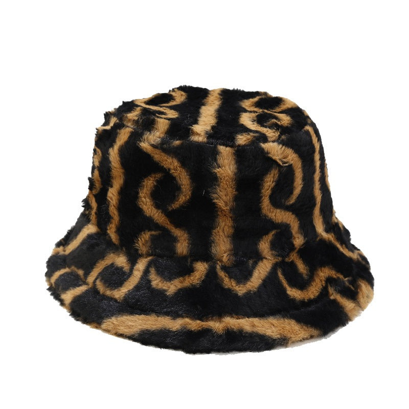 Striped Warm Plush Casual Bucket Hats DPBH0311