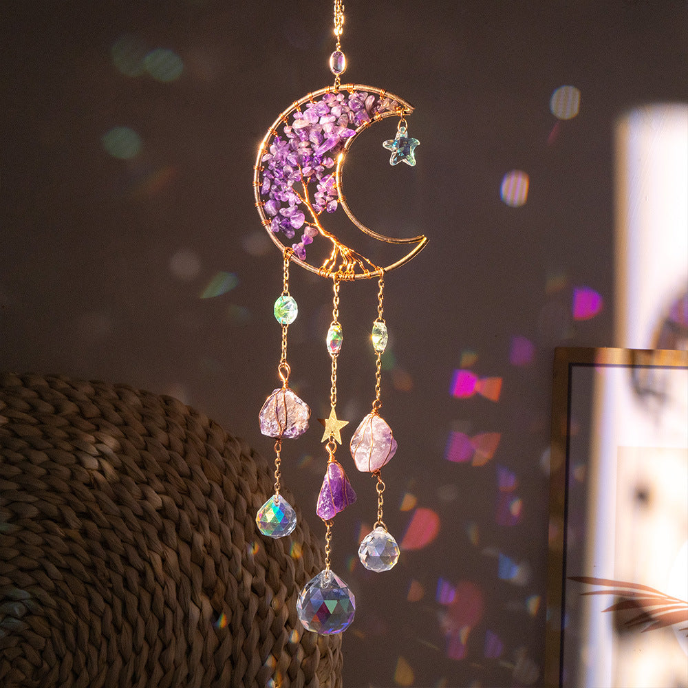 Natural Stone Moon Suncatcher - DippedShop Wholesale - #8419