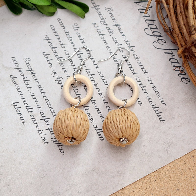 Vintage Rattan Dangle Earrings - DippedShop Wholesale - #0851