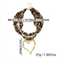2 Pcs Leopard Print Hear Pendant Scarf Necklace 6W6JNC1003