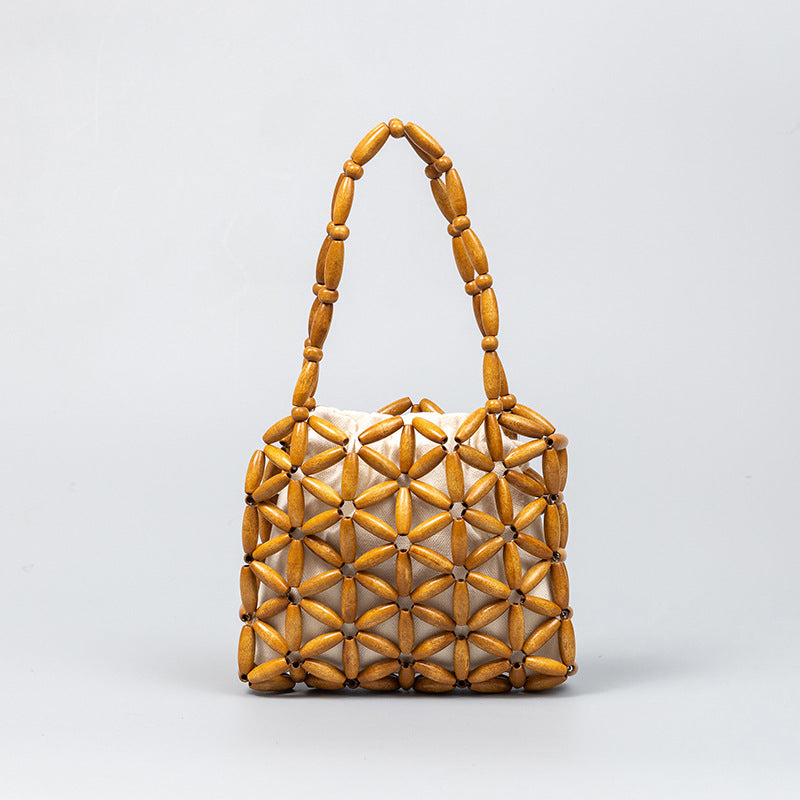 Wooden Bead Woven Handbags DPFB0813