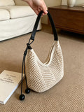 Minimalist Solid Color Hollow Hand-Woven Handbag MK2BCR6W10BBG18