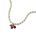 Retro Pearl Cherry Choker - DippedShop Wholesale - #5283