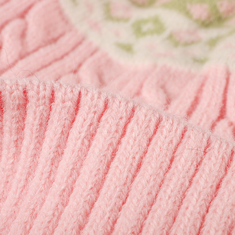 Jacquard Pompom Knit Beanie - DippedShop Wholesale - #4035