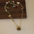Natural Stone Tassel Handbag Pendant Necklace 6W6JNC674