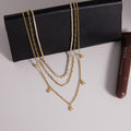 Gold Plated Rhinestone Layered Necklace - DippedShop Wholesale - #5331