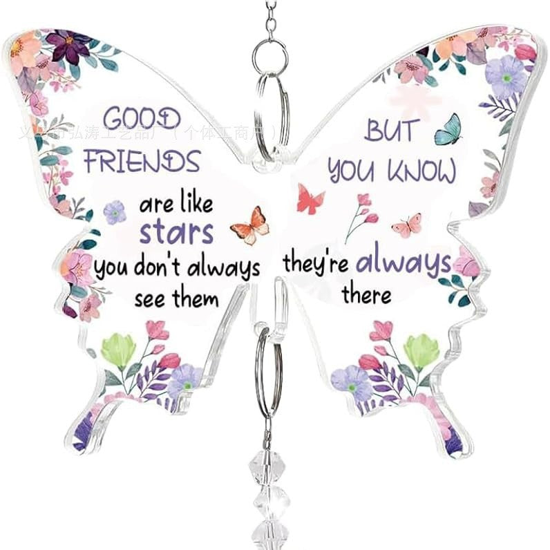 Colorful Butterfly Crystal Bead Wind Chime Suncatcher 6H7HLS215
