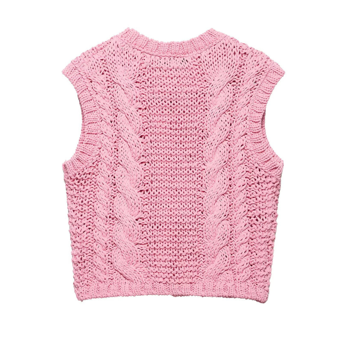 Round Neck Button Down Sleeveless Knit Top DP25E905