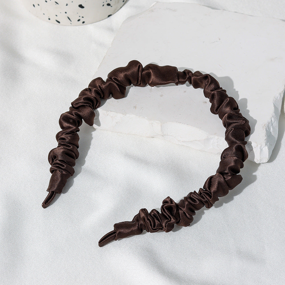 Minimalist Ruched Solid Color Mulberry Silk Headband 6W6HBD372