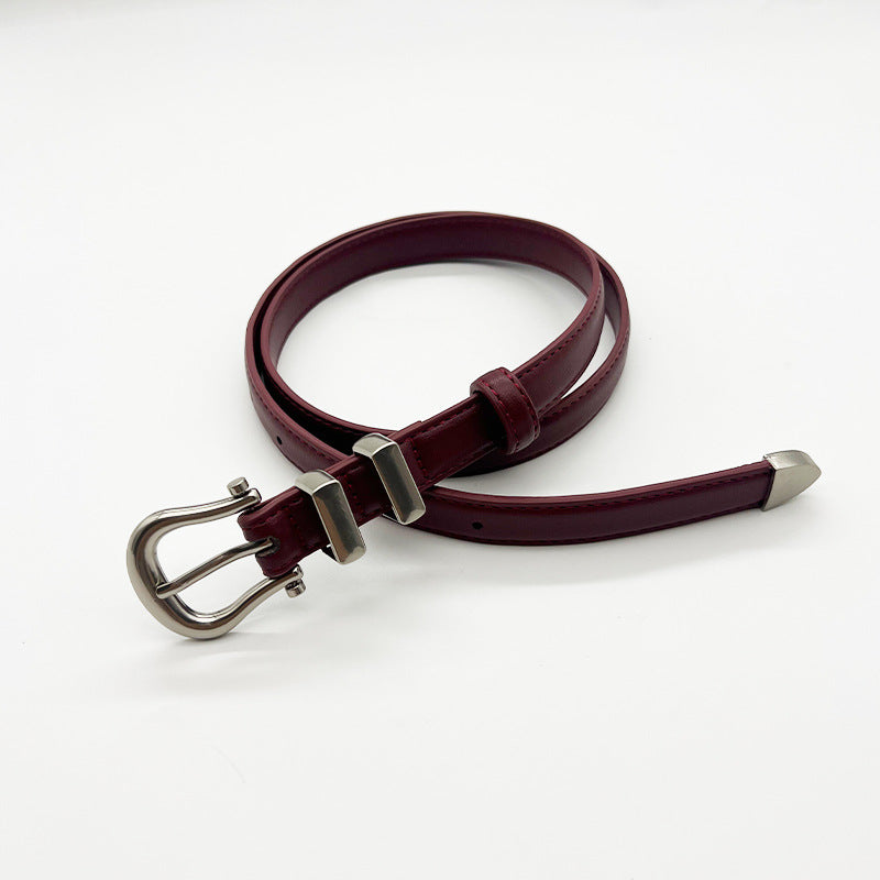 Retro Solid Color Jeans Belt Versatile Leather Belt 6W6JBT163