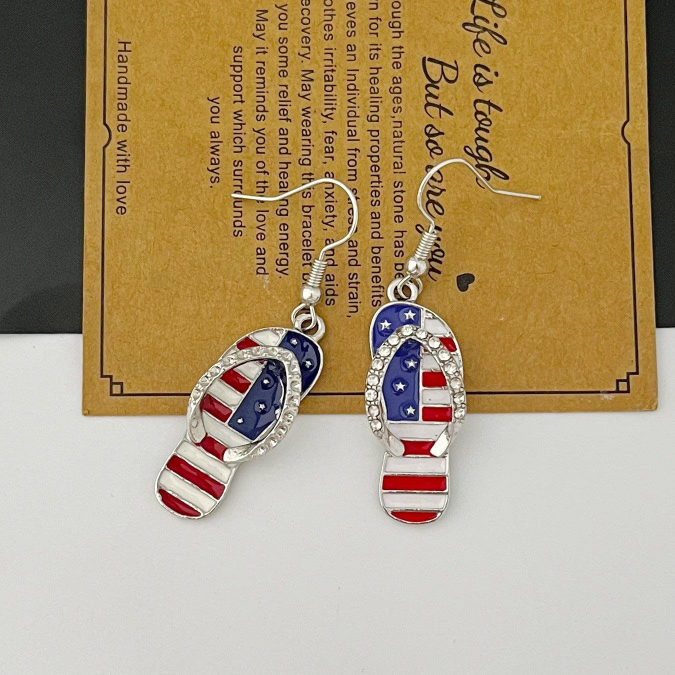 Stylish USA Flag Slipper Pendant Hook Earring 8ZA6JER182L