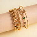 Stylish Gold Plated Heart Rhinestones Bracelets Set 6W6JBR493