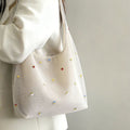 Simple Embroidery Large Capacity Mesh Shoulder Bag 8BW6BOB80L