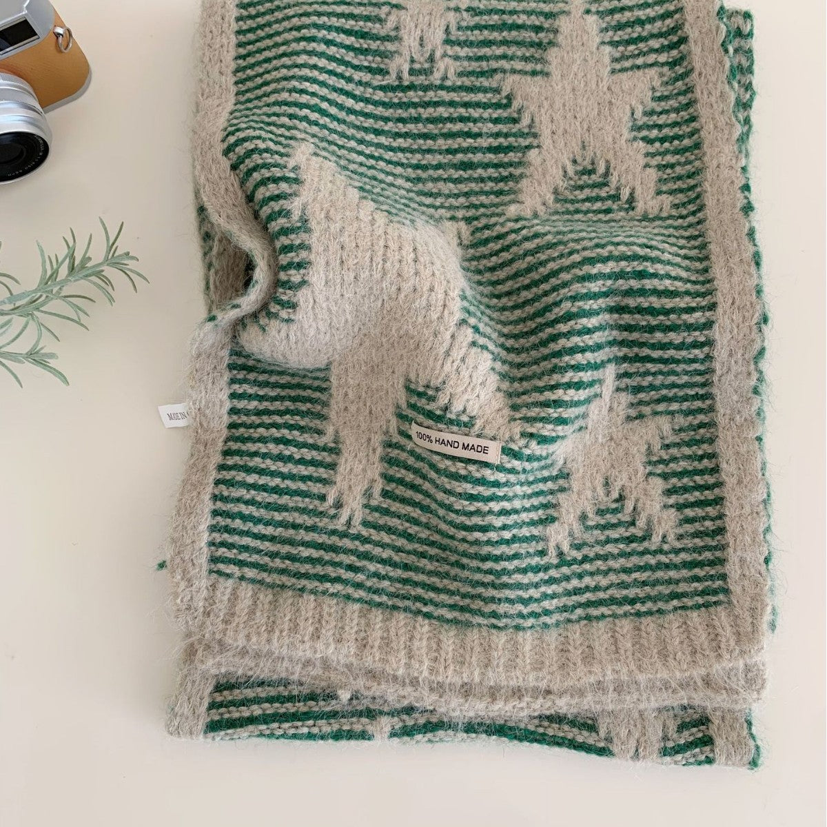 Star Embroidered Knit Scarf - DippedShop Wholesale - #4723