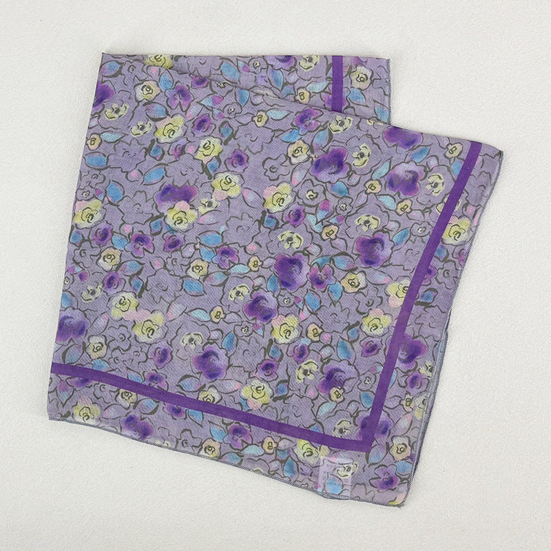 Sweet Butterfly Print Solid Color Silk Scarf 6W6NSI263